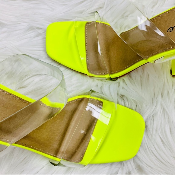 Neon yellow clear chunk heel - Picture 5 of 6